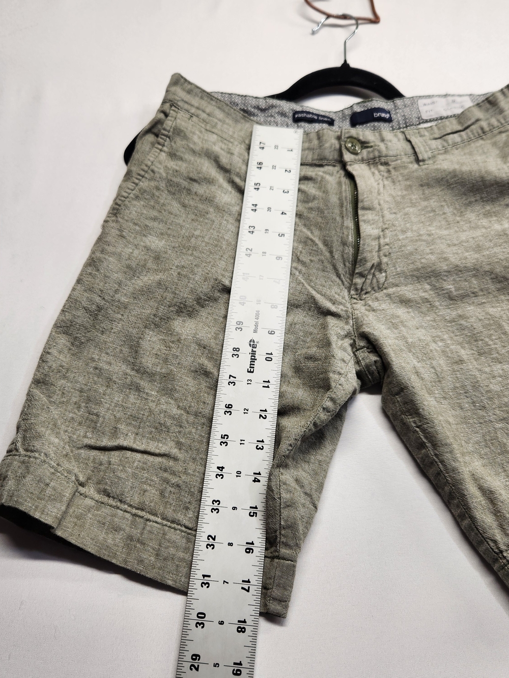 ⭐️Bruno Linen Blend Chino Shorts Sage Green 32 Classic Coastal - Picture 2 of 13